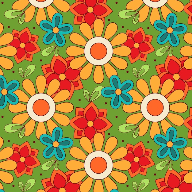 Vector gratuito patrón floral maravilloso dibujado a mano