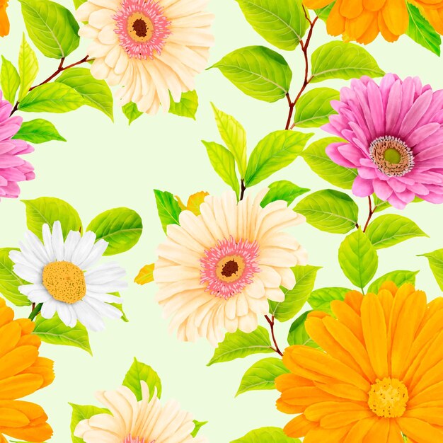 patrón floral transparente con acuarela floral y hojas
