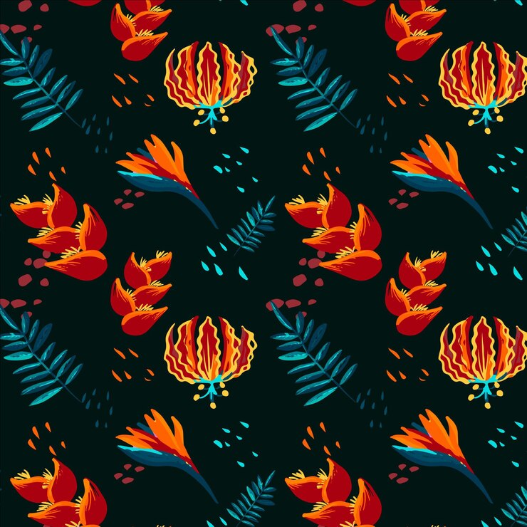 Vector gratuito patrón floral tropical pintado