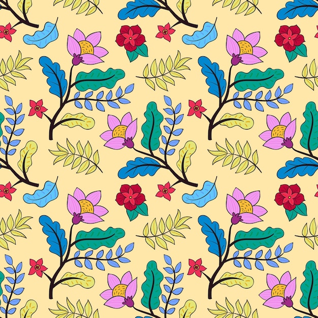 Patrón floral tropical pintado