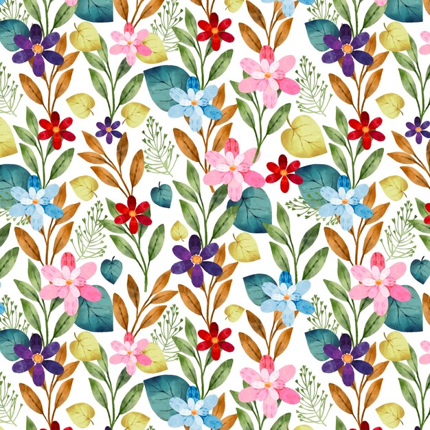 Patrón de flores de acuarela