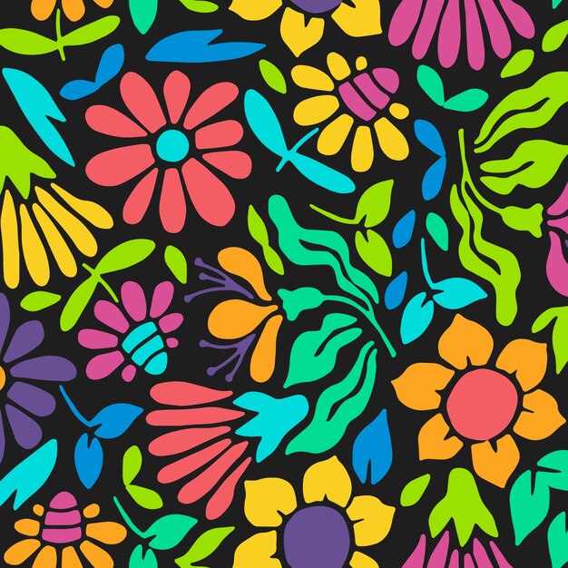 Patrón de flores dibujado a mano