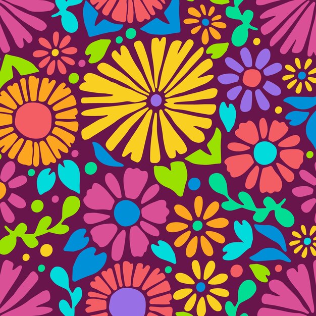 Patrón de flores dibujado a mano