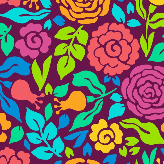 Patrón de flores dibujado a mano