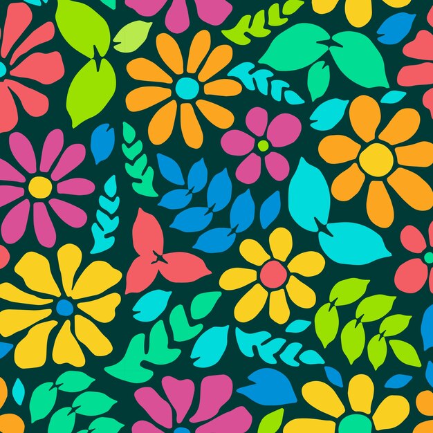 Patrón de flores dibujado a mano