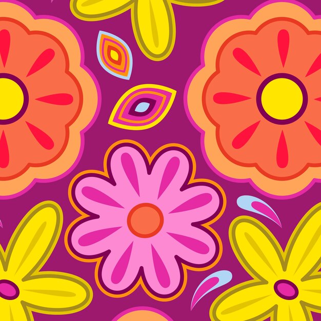 Patrón de flores dibujado a mano