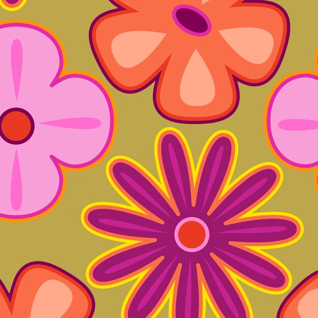 Patrón de flores dibujado a mano