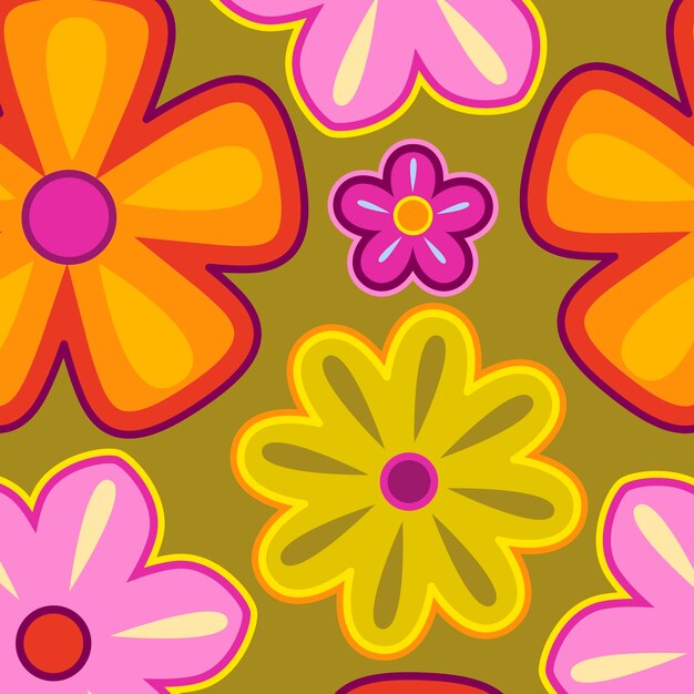 Patrón de flores dibujado a mano