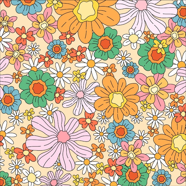 Patrón de flores dibujado a mano