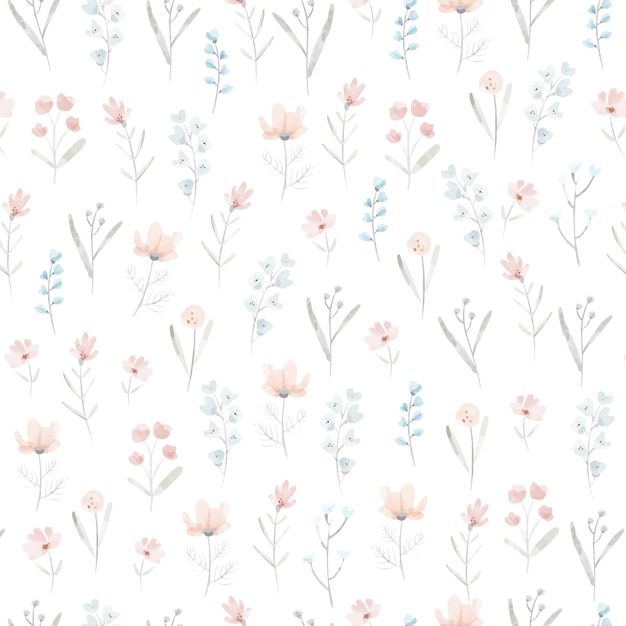 Patrón de flores de diseño plano dibujado a mano