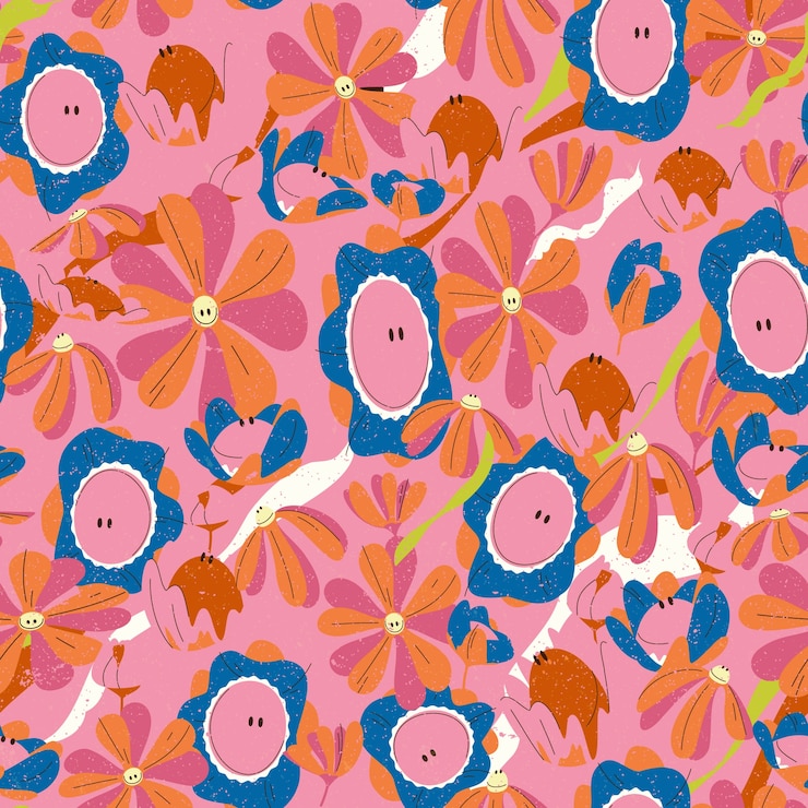 Vector gratuito patrón de flores maravilloso de diseño plano