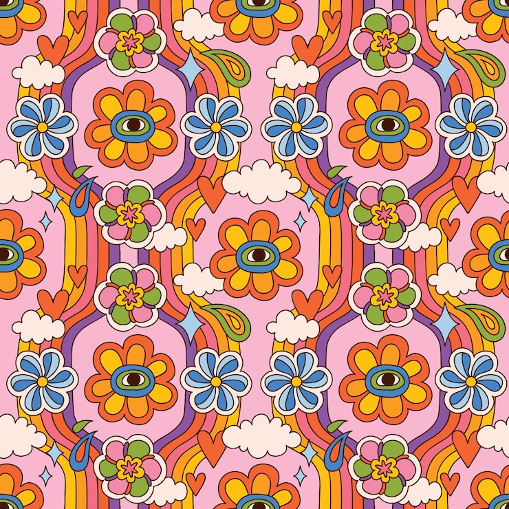Vector gratuito patrón de flores maravilloso de diseño plano