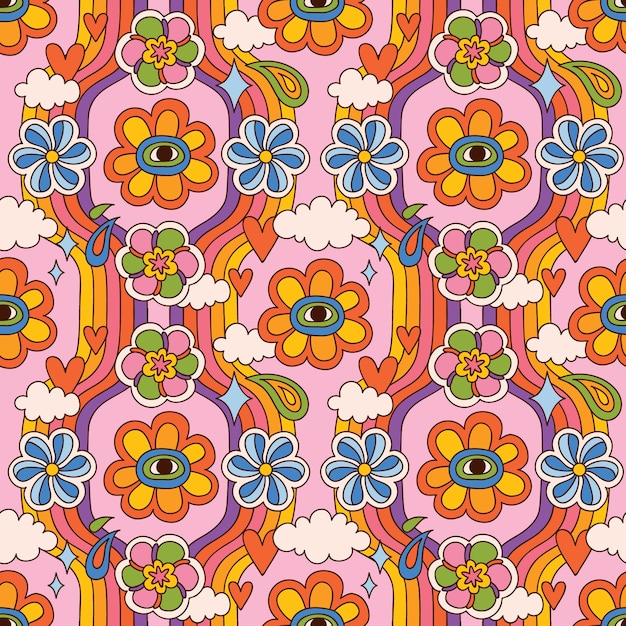 Patrón de flores maravilloso de diseño plano