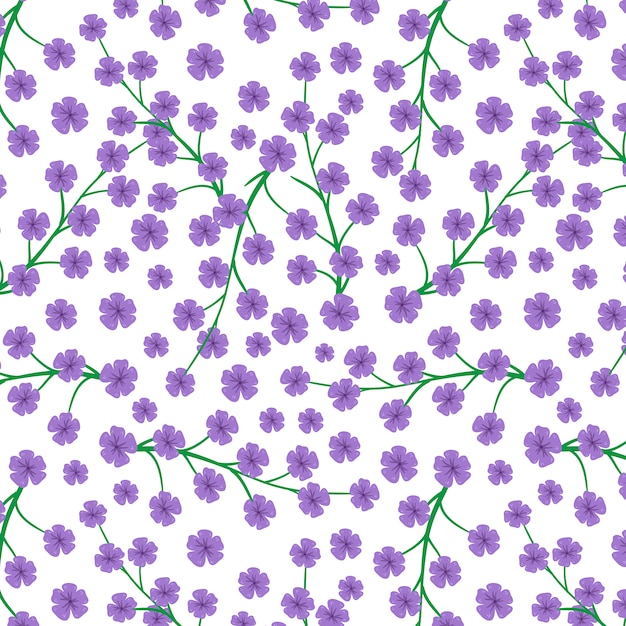 Vector gratuito patrón de flores moradas sobre fondo blanco