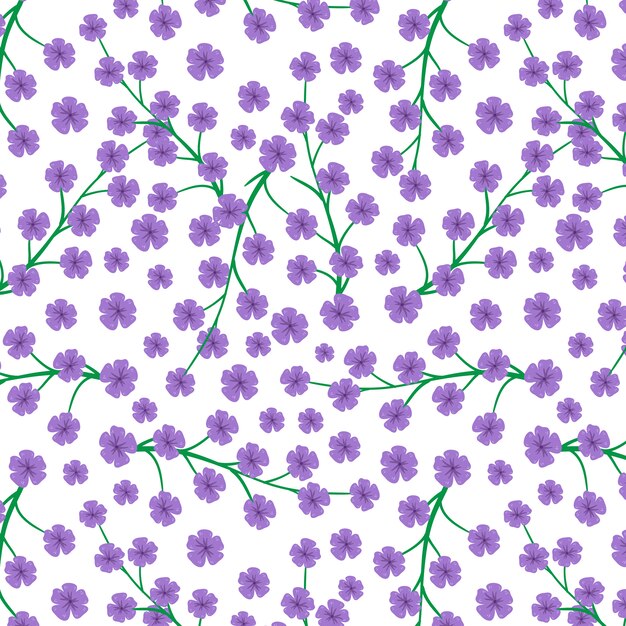Patrón de flores moradas sobre fondo blanco