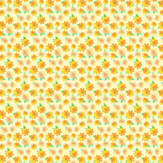 Patrón de flores pequeñas amarillas acuarela