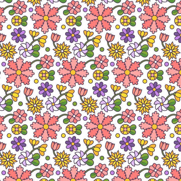 Patrón de flores pequeñas dibujadas a mano
