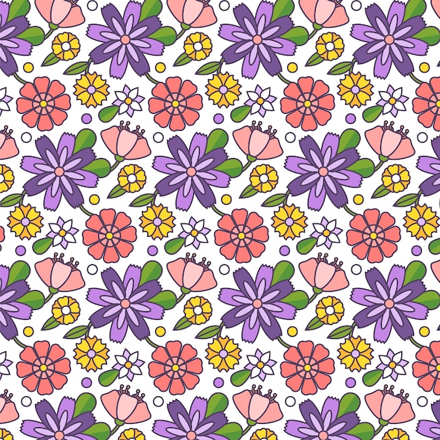 Patrón de flores pequeñas dibujadas a mano