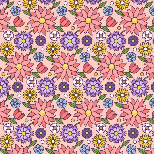 Patrón de flores pequeñas dibujadas a mano
