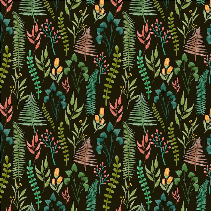 Vector gratuito patrón de flores prensadas acuarela pintada a mano