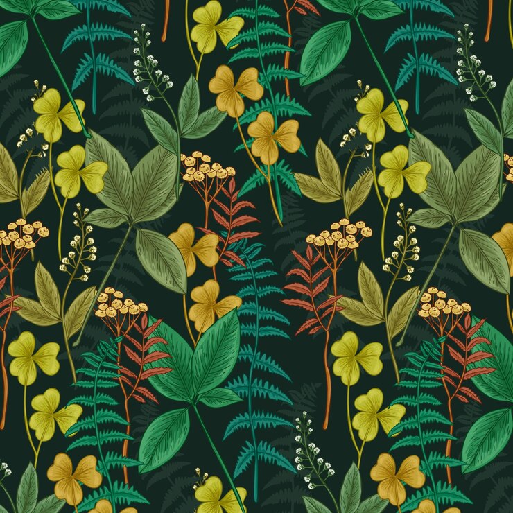 Vector gratuito patron para flores prensadas dibujadas a mano