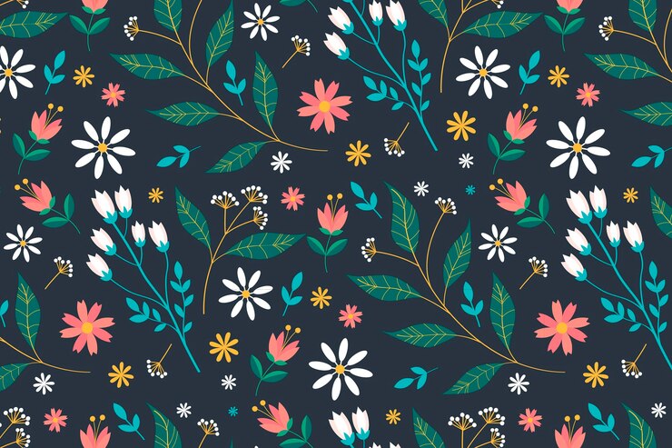 Vector gratuito patrón de flores prensadas dibujado a mano