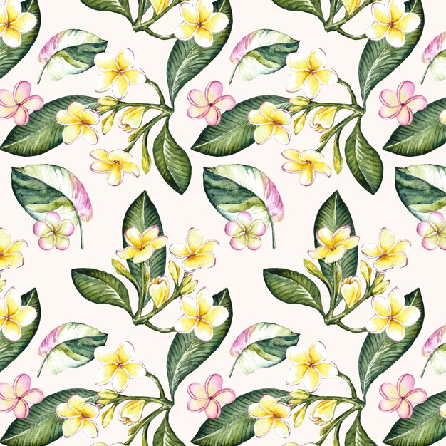 Patrón de flores tropicales acuarela