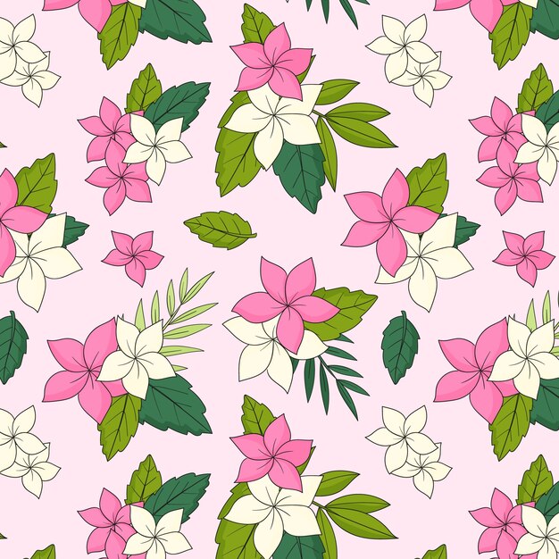 Patrón de flores tropicales dibujadas a mano