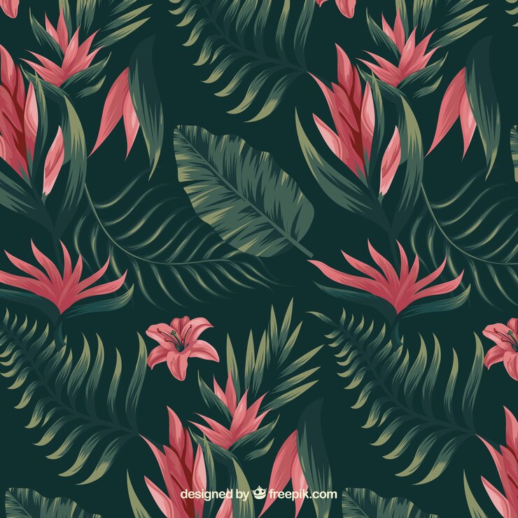 Vector gratuito patrón de flores tropicales
