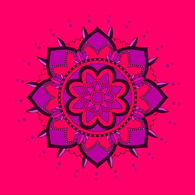 Patrón de fondo de mandala en rojo y morado