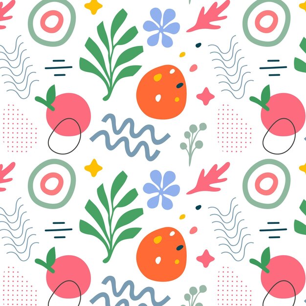 Patrón de formas abstractas de diseño plano dibujado a mano