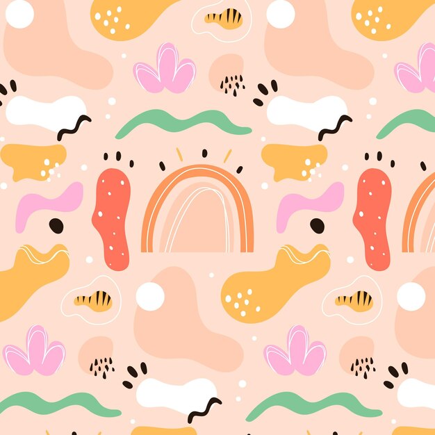 Patrón de formas abstractas de diseño plano dibujado a mano
