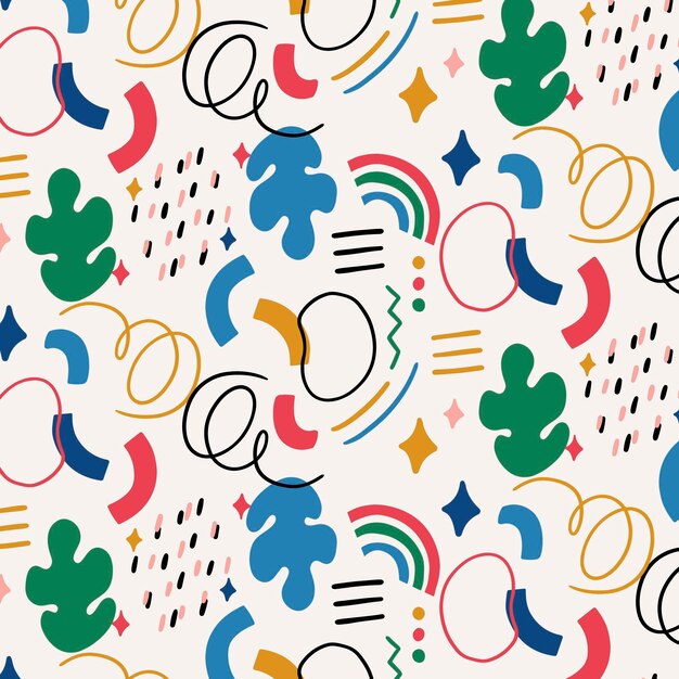 Patrón de formas abstractas planas dibujadas a mano