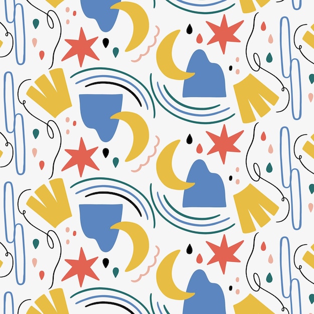 Patrón de formas abstractas planas dibujadas a mano