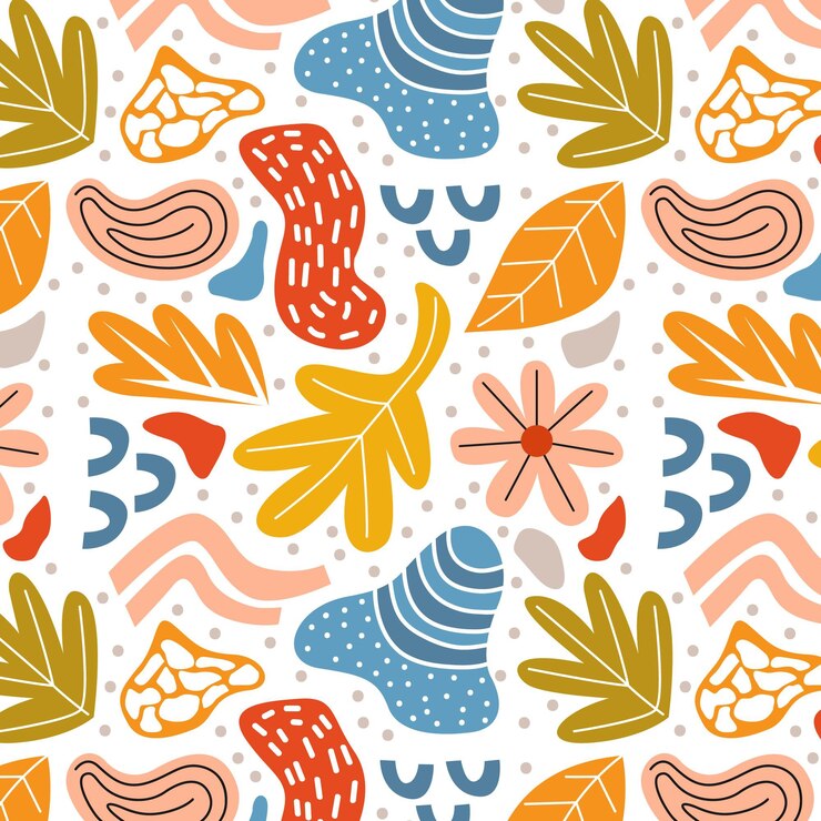 Vector gratuito patrón de formas abstractas planas dibujadas a mano