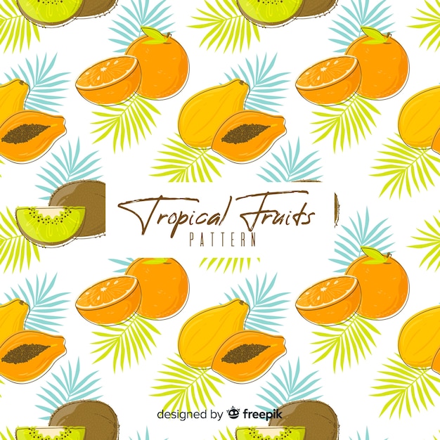 Vector gratuito patrón fruta tropical dibujados a mano