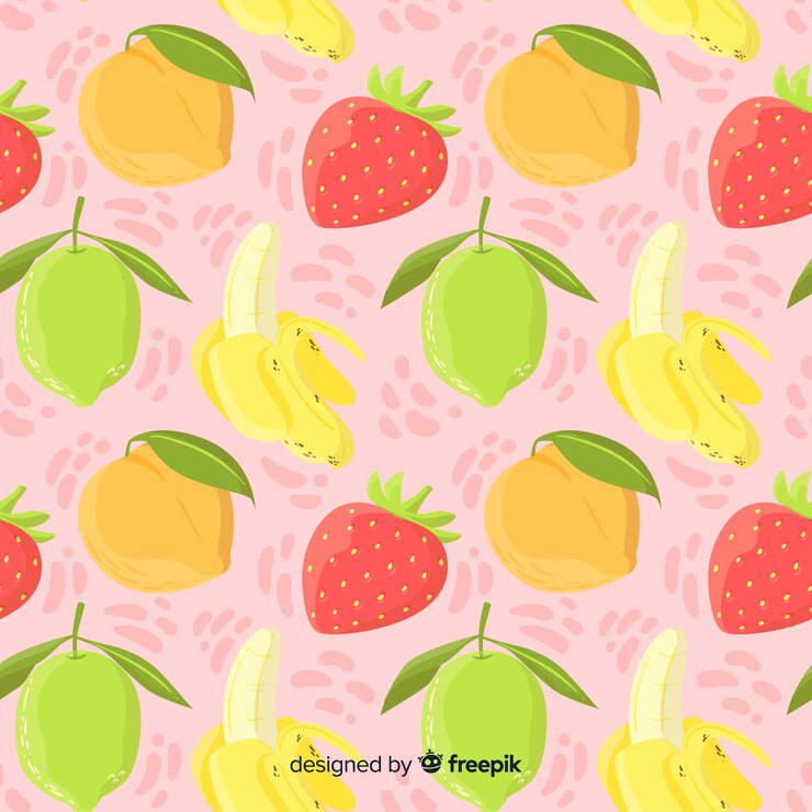 Vector gratuito patrón fruta tropical dibujados a mano