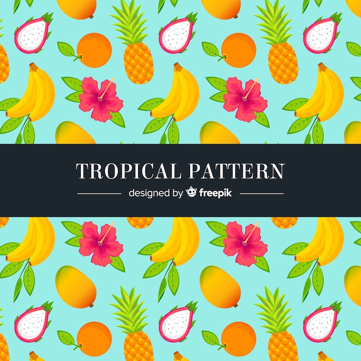 Vector gratuito patrón fruta tropical dibujados a mano