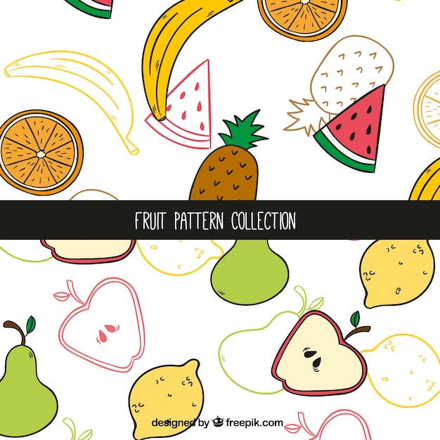 Vector gratuito patrón de frutas dibujadas a mano