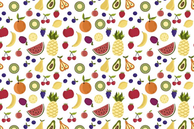 Patrón de frutas de diferentes colores