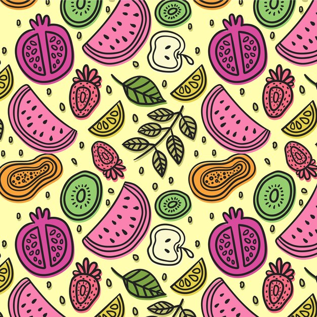 Patrón de frutas diseño colorido set