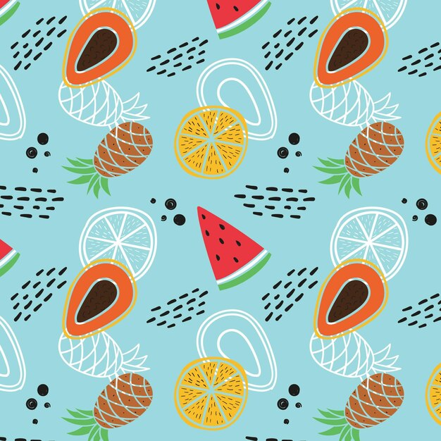 Patrón de frutas con sandía y piña