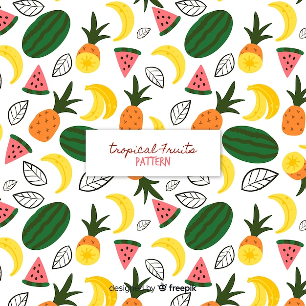 Vector gratuito patrón frutas tropicales colorido