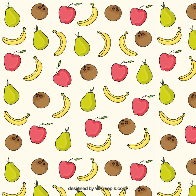 Patrón de frutas en verano dibujadas a mano