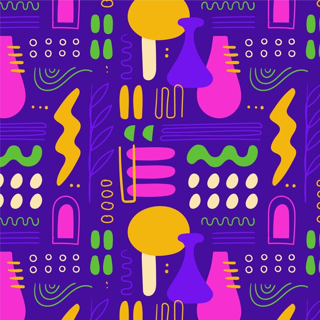 Patrón de garabato abstracto de diseño plano dibujado a mano