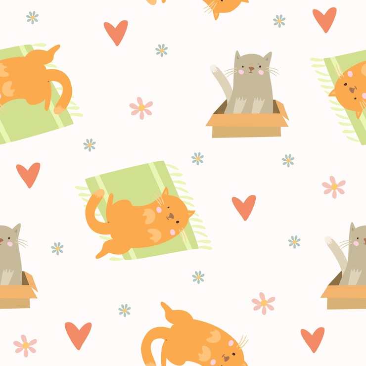 Vector gratuito patrón de gatos lindos