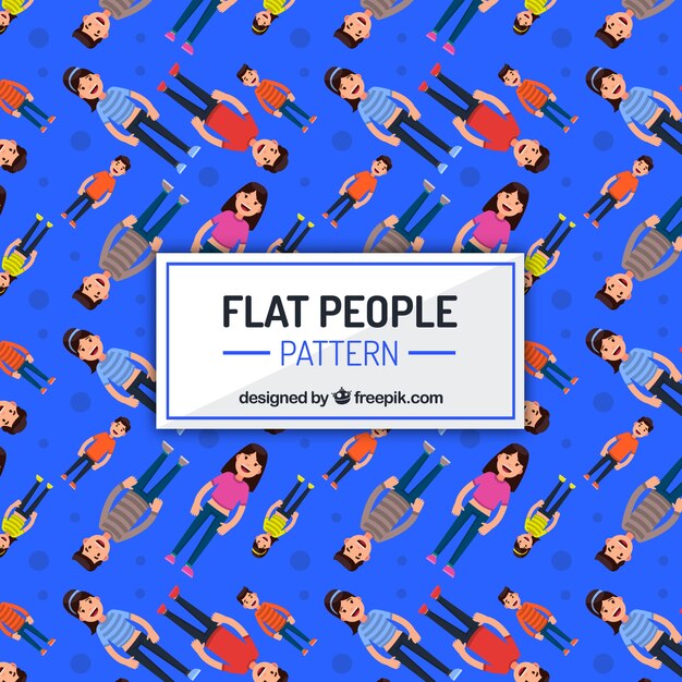 Patrón con gente bonito con diseño plano