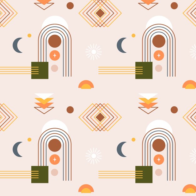 Patrón geométrico boho de diseño plano