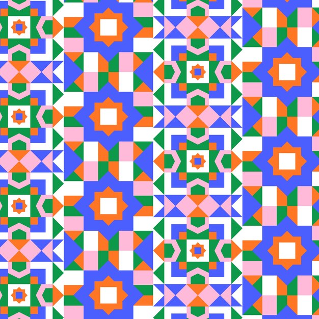 Patrón geométrico colorido de diseño plano