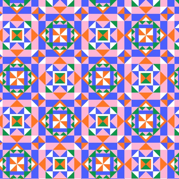 Patrón geométrico colorido de diseño plano